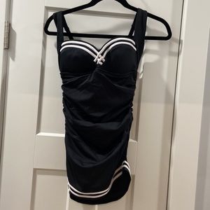 Jantzen Black One-Piece Swimsuit with White Trim